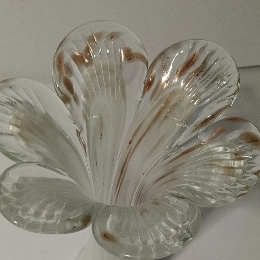 Murano Vintage Swung Glass Vase with Fluted Design